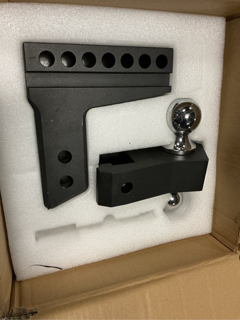 Condition photo showing Good Condition for adjustable trailer hitch-drop hitch fits 2.5-inch receiver -6" drop/rise tow hitch with 2" and 2-5/16" tow balls-18,500gtw with double anti-theft pins locks, black