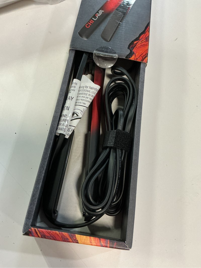Condition photo showing Good Condition for chi lava ceramic 1? flat iron hair straightener, volcanic lava ceramic plates for smooth, even styling, 11 ft swivel cord, heat-stable hair flat iron for all types black/red
