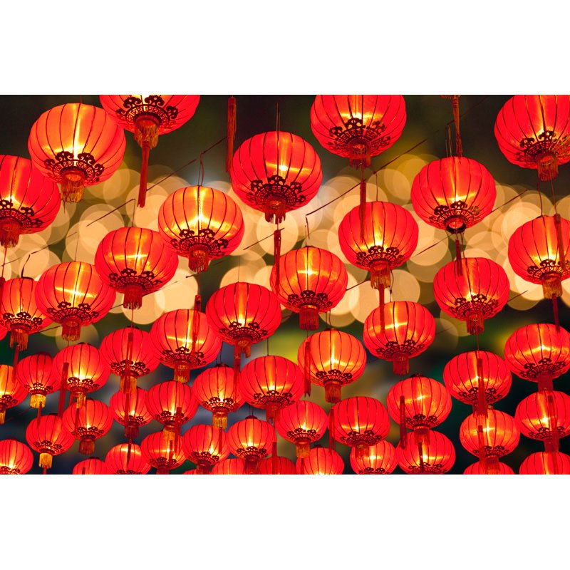 Chinese New Year Lanterns - Wrapped Canvas Photograph Size: 18" W x 12" H