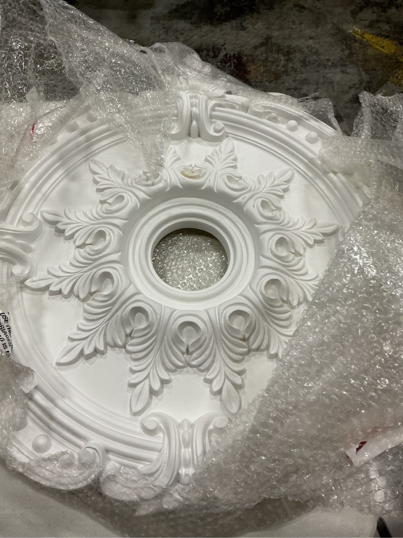Condition photo showing Good Condition for ekena millwork cm28be 28 3/8"od x 3 3/4"id x 1 5/8"p benson classic ceiling medallion primed