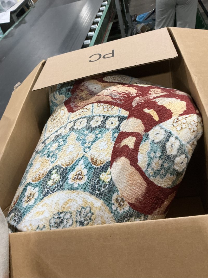 Condition photo showing Good Condition for OPPODREAM Thin Vintage Red Area Rugs 9x12, 9 x 12 Retro Washable Rug Non Slip, Low-Pile Faux Wool Carpet, Distressed Floor Mat for Living Room, Bedroom, Office, Dorm, Dinning Room, Big & Large Red Rectangular 9' x 12' (Rectangular)