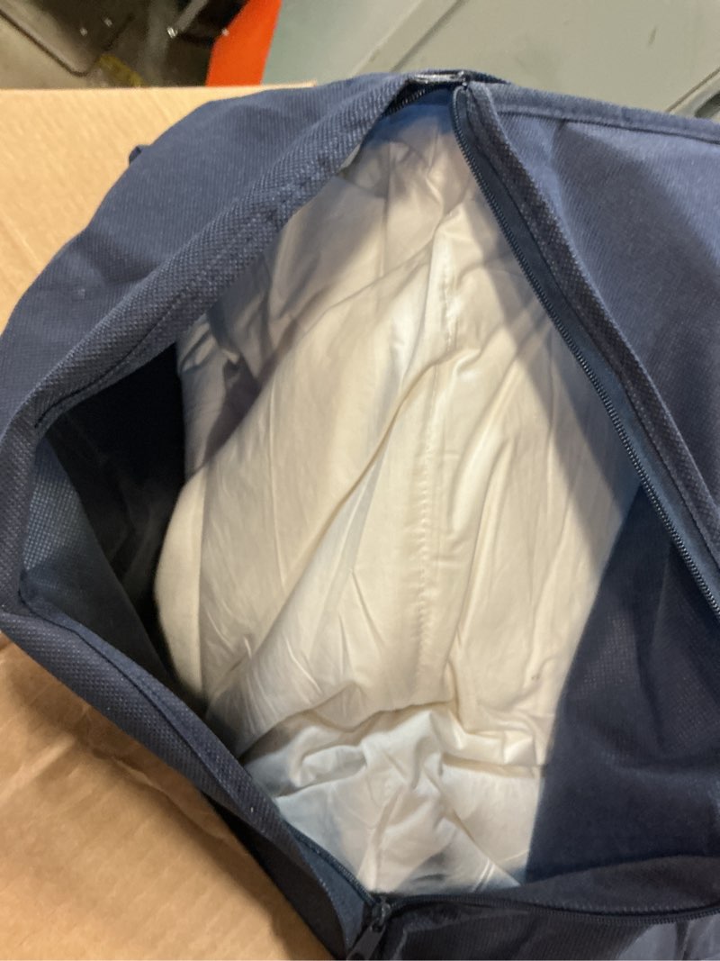 Condition photo showing As Is for serta goose feather down fiber cotton comforter queen size - 100% cotton duvet insert - hotel luxury hypoallergenic bedding comforter all season medium warmth 90 x 90 inch white