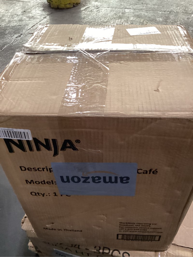 Condition photo showing As Is for *not tested /used *Ninja Luxe Cafe Premier Series, Espresso Machine, Drip Coffee, Rapid Cold Brew, Integrated Grinder, Hands-Free Frother, with Knock Box, Water Filter, Cleaning Tablets, Descaler, ES601GM Luxe Cafe Gunmetal