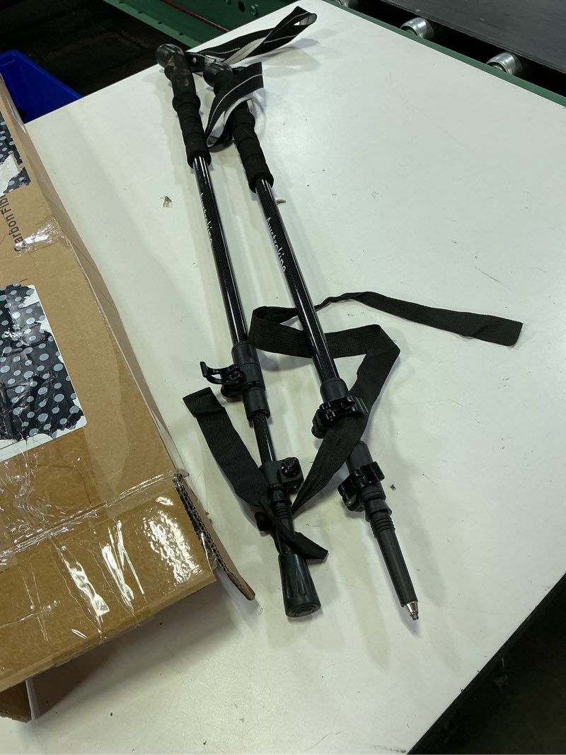 Condition photo showing As Is for (incomplete)ultra light carbon fiber hiking trekking poles - 6.07oz nordic trekking sticks with full eva grips &
