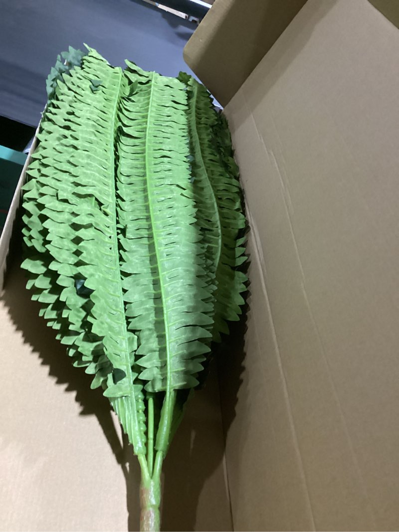 Condition photo showing Good Condition for 68" artificial ferns for outdoor, uv resistant giant faux boston fern bush with 92 fronds, large fake plants fade resistant for porch patio garden home decor 68" 1 pcs