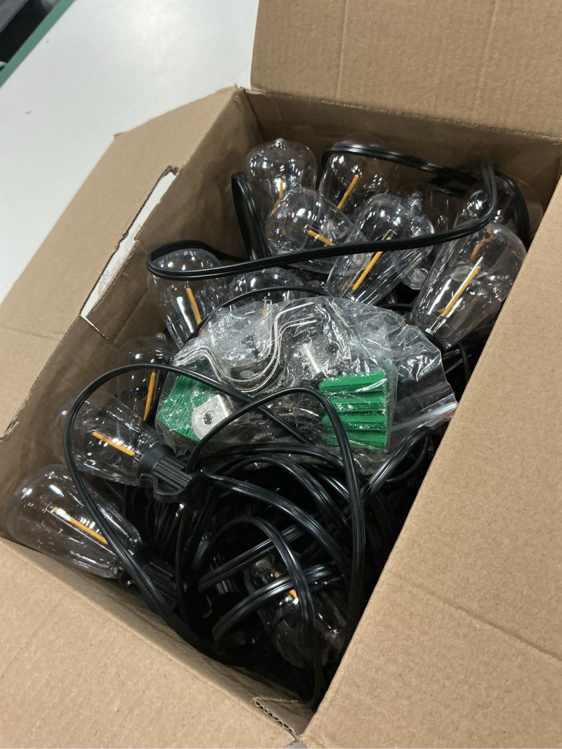 Condition photo showing Good Condition for svater outdoor string lights 100 ft, outside patio light with 52 bulbs | waterproof lighting, shatterproof st38 vintage edison led bulb, connectable for backyard porch balcony, warm white dimmable 100ft