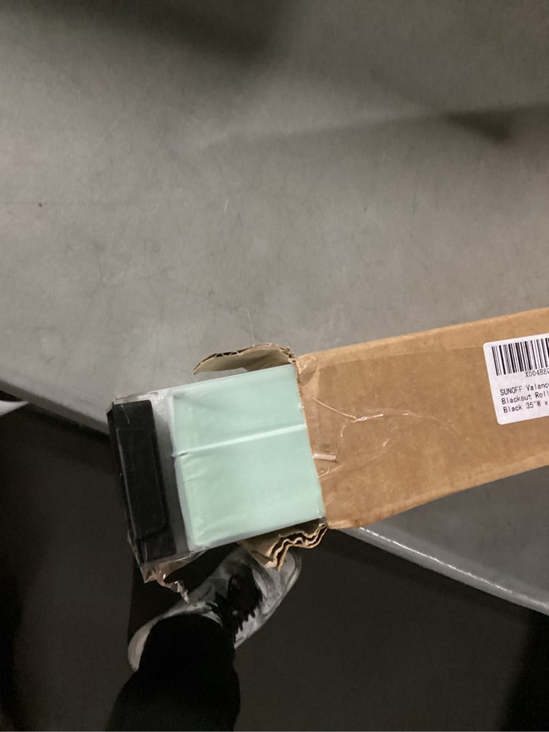 Condition photo showing New/Like New for Cordless Blackout Roller Shades Blinds for Windows Free-Stop,Pull Down Room Darkening with Valance,Thermal Insulated Woven Fabric Window Door Blinds for Home,Office,Black 35" W x 72" H 35"W x 72"H Black