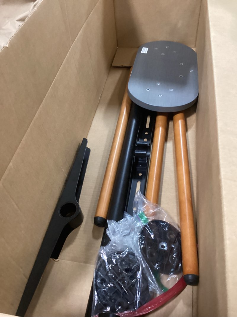 Condition photo showing As Is for Tripod Easel TV Stand for 43 to 65 Inch LCD LED OLED Screen, Height Adjustable and Swievel TV Stand, Portable Corner TV Floor Stand with Wooden Tray, VESA 400x400mm, Minimalist Black Walnut Black+Walnut