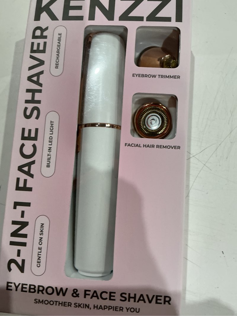Condition photo showing Good Condition for kenzzi 2-in-1 rechargeable women’s face electric shaver and facial hair remover with eyebrow trimmer, white and rose gold