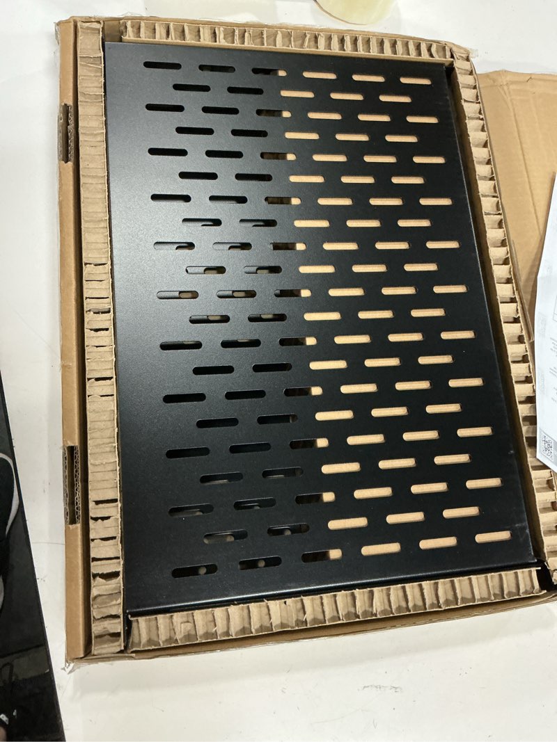 Condition photo showing New/Like New for tecmojo 1u rack shelf,19 inch rack shelf 12 inch depth,rack mount shelf with anti-slip stops,server rack shelf and network shelf for 19 in equipments, 55lbs capacity of vented 1u shelf,no lip(2 pack) 12 in/2pack