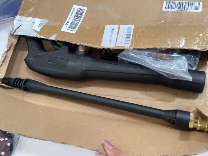 Condition photo showing As Is for bear force replacement spray gun with extension wand & m22-15 connector, compatible with some of ryobi, greenworks, craftsman, kar-cher, sunjoe, westinghouse, lwq electric pressure washer max 1900 psi gun with 5 tips & turbo nozzle