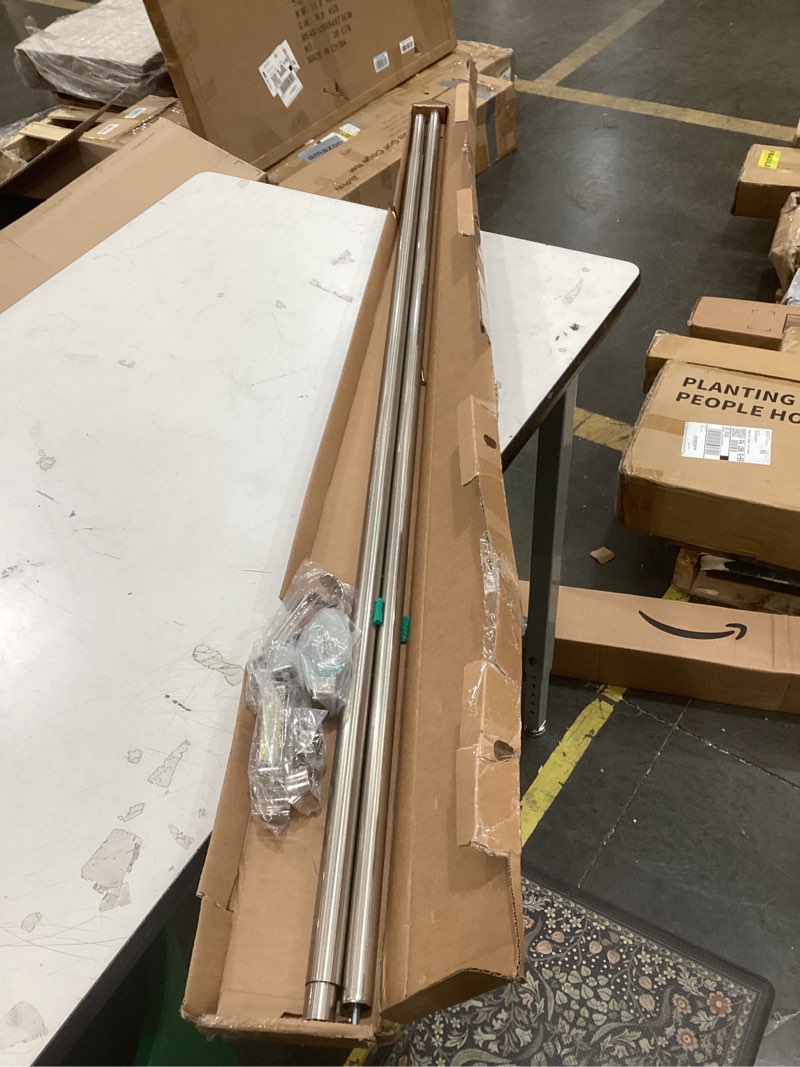 Condition photo showing Good Condition for ivilon drapery window curtain rod - end cap style design 1 inch pole. 72 to 144 inch color brushed nickel 72 to 144 in.