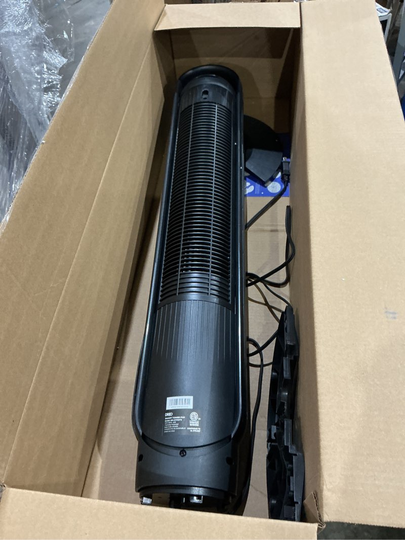 Condition photo showing New/Like New for dreo tower fan for bedroom, smart oscillating quiet floor fans, standing bladeless fan with remote and wifi voice control, 4 modes, 4 speeds, 8h timer, 28db, works with alexa/google black