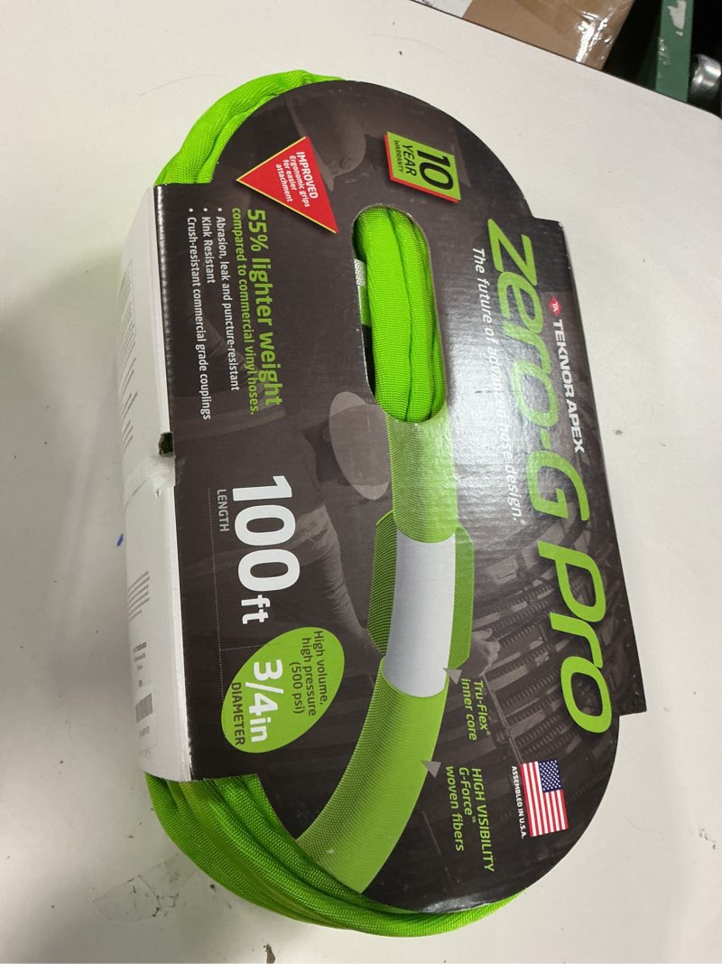 Condition photo showing Good Condition for zero-g pro, 4300-100, lightweight, ultra flexible, durable, kink-resistant garden hose, 3/4" x 100', green 100 feet