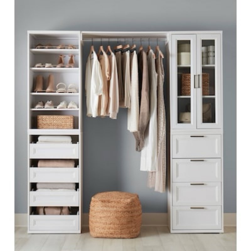 style selections lana shoe shelf tower unit white solid shelving wood closet system