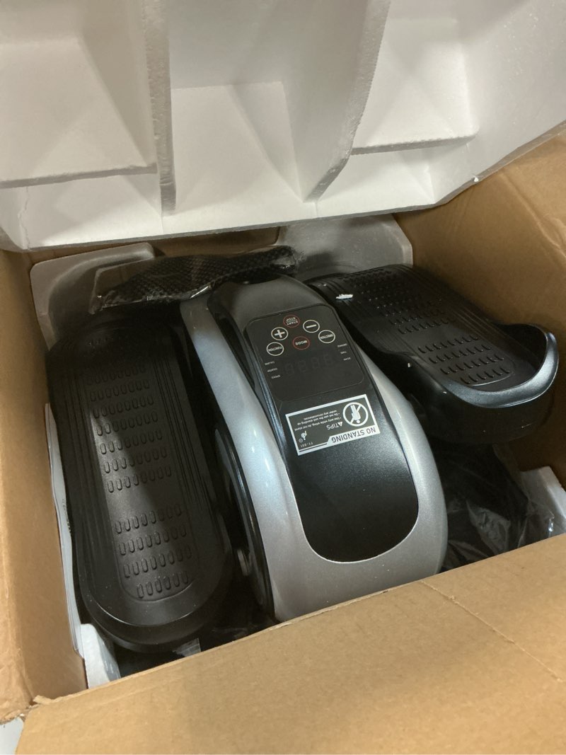 Condition photo showing New/Like New for under desk elliptical machine,electric leg exerciser for seniors,12 adjustable speeds&12 modes with remote control,elastic rope,manual&auto mode for home office black