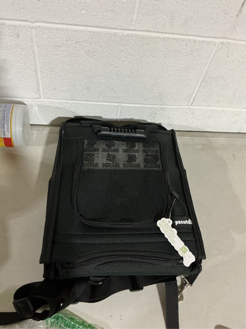 Condition photo showing Good Condition for pecute cat carrier backpacks, expandable cat backpack with breathable mesh, pet carrier backpack for cats small dogs puppies up to 18 lbs, dog carrier backpack great for travel hiking camping outdoor black l-mesh window
