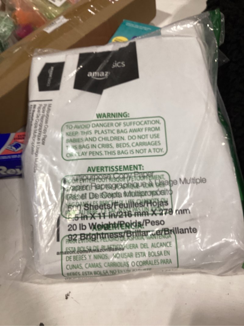 Condition photo showing As Is for amazon basics multipurpose copy printer paper, 8.5 x 11 inches, 20 lb, 1 ream, (500 sheets), 92 bright, white 1 ream | 500 sheets letter (8.5x11)