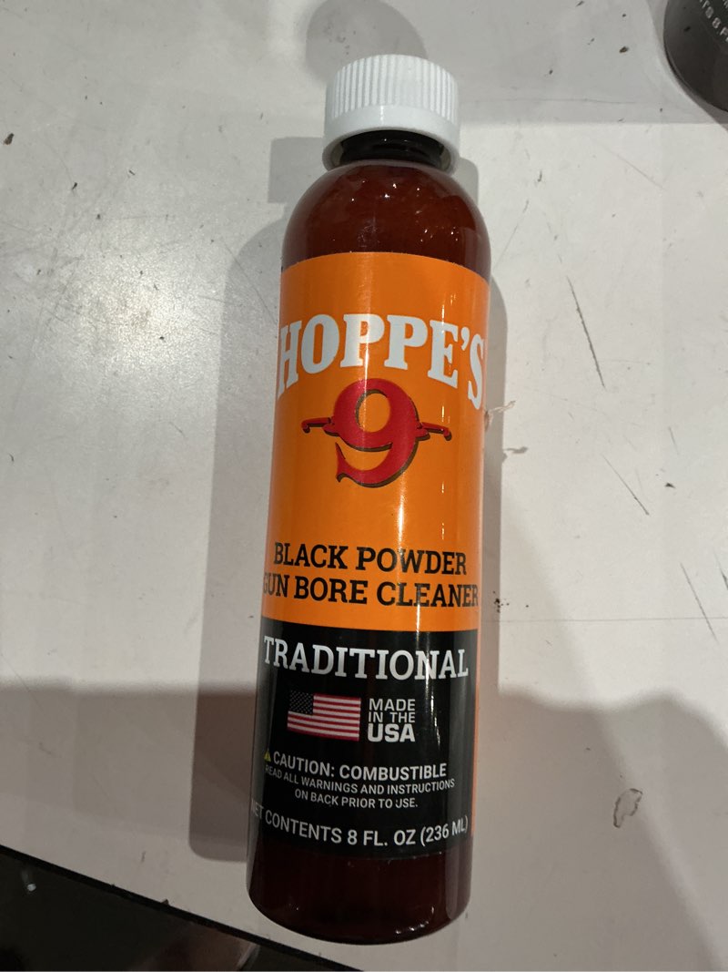 Condition photo showing Good Condition for no. 9 plus black powder bore cleaning solvent 8oz