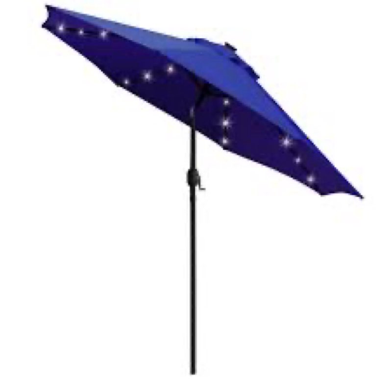 sunnyglade 9' solar led lighted umbrella with 8 ribs adjustment and crank lift system for patio (blue)