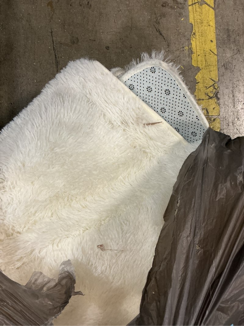 Condition photo showing As Is for Ultra Soft Rug for Living Room, 8X10 Fluffy Shag Area Rug for Bedroom, Modern Shaggy Carpets Fuzzy Rug for Teens Dorm Nursery Home Decor Aesthetic, Upgrade Anti-Skid Durable, Cream White Cream White 8' x 10' (Rectangular)