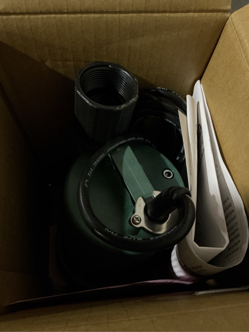 Condition photo showing Good Condition for zoeller 1/3 hp 2100 gph thermoplastic electronic switch bottom ac submersible utility pump