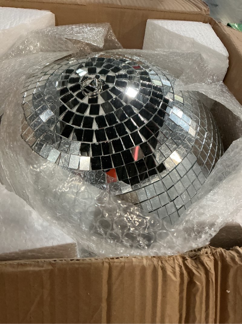 Condition photo showing Good Condition for 16 inch Disco Ball Decor Mirror Ball Hanging for Party Decration DJ Club Stage Bar Wedding, Silver
