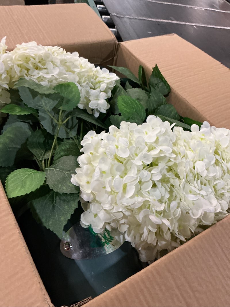 Condition photo showing Good Condition for artificial hydrangea bush – 20 inch potted faux hydrangea plant, uv resistant outdoor hydrangea artificial plants for front porch, garden, patio & indoor decor white