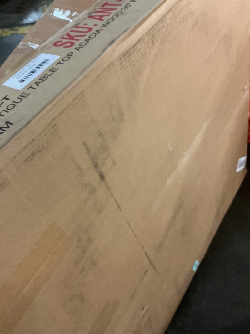 Condition photo showing Good Condition for East West Furniture AMT-WBK-TP Antique Dining Table - a Round Wooden Table Top with Pedestal Base, 36x36 Inch, Walnut & Black