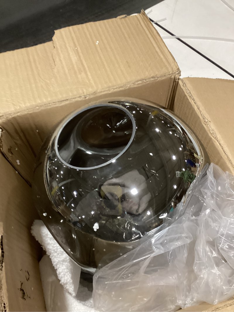 Condition photo showing As Is for BOKT 1-Light Large Brass Gold Globe Pendant Light Mid Century Smoke Gray Glass Pendant Lighting Kitchen Island Ceiling Hanging Light Fixture Modern Chandelier Pendant Light (9.8”-Smoke Gray) 9.8"-Smoky Gray