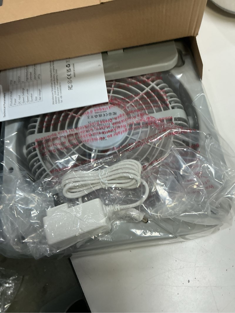 Condition photo showing Good Condition for amacool table fan, 12 inch box fan with 3 adjustable speeds & 8hrs timer, adjustable angle quiet air circulator, desktop fan for bedroom bathroom kitchen office, ac adapter included-grey grey 12"