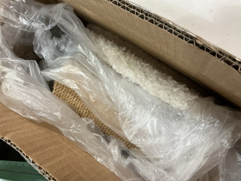 Condition photo showing As Is for sosation espresso martini cat scratcher 19.7" h cat scratching post scratcher with dangling ball for indoor cats scratching post for kittens and medium large cats espresso ball style