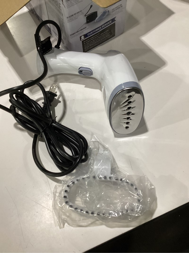 Condition photo showing As Is for steamer for clothes, 1800w fast heat-up clothes steamer handheld garment steamer with 3 steam settings, 380ml water tank, 9.8' cord, portable clothing steamer for wrinkle removal safe on all fabrics grey
