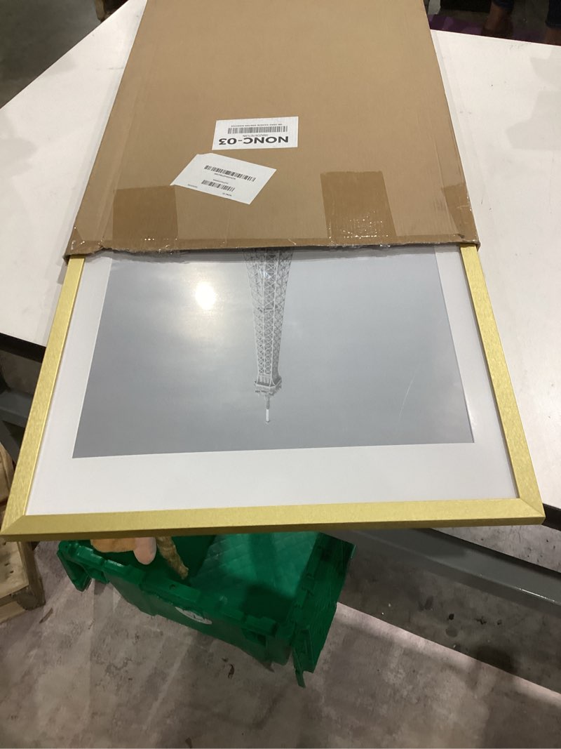 Condition photo showing Good Condition for upsimples 16x24 picture frame, display pictures 14x20 with mat or 16 x 24 without, wall hanging poster frames, gold, 1 pack gold 16x24