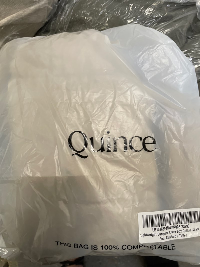 Condition photo showing Good Condition for lightweight european linen box quilted sham set, standard, toffee