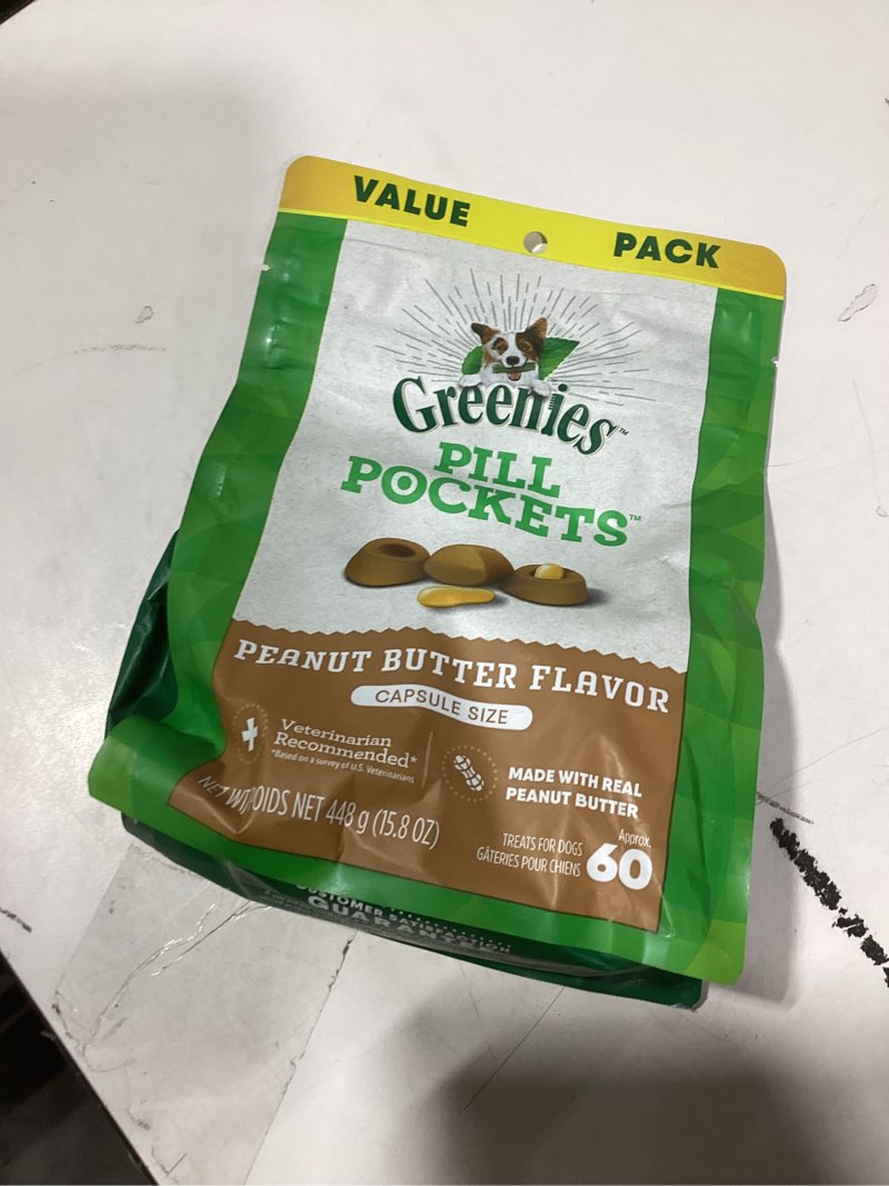 Condition photo showing New/Like New for Greenies Pill Pockets for Dogs Large Size, Soft Dog Treats, with Real Peanut Butter, 15.8 oz. Pouch (60 Treats) Peanut Butter 60 Count (Pack of 1)