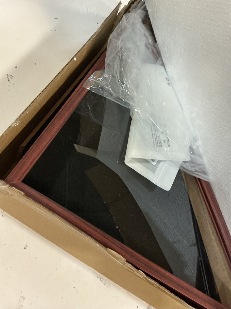 Condition photo showing Good Condition for americanflat large flag display case - fits folded 5x9.5' burial flags - silhouette collection - display box for wall or tabletop - mahogany