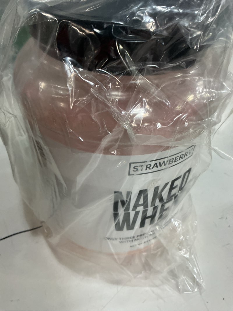 Condition photo showing Good Condition for (best by:01/2028)naked strawberry whey protein powder, only 3 ingredients, 25g grass fed whey protein powder, aid muscle growth & recovery - 24 servings strawberry 2 pound (pack of 1)
