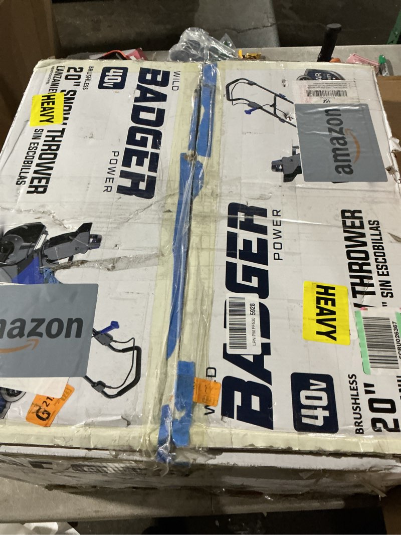 Condition photo showing As Is for Wild Badger Power Cordless Snow Blower 40V 20" Electric, Brushless Battery Powered with LED Single Stage for Wet Snow and Heavy Snow, Blue