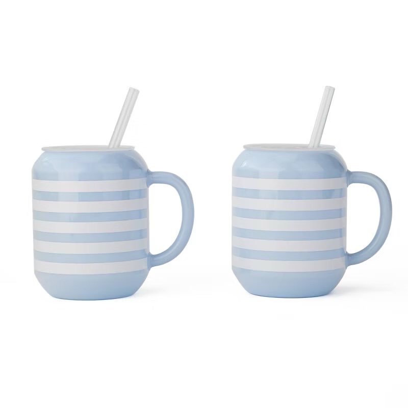 Case Pack Of 8)14oz Drinkware Blue,Yellow,Pink  Two Different 