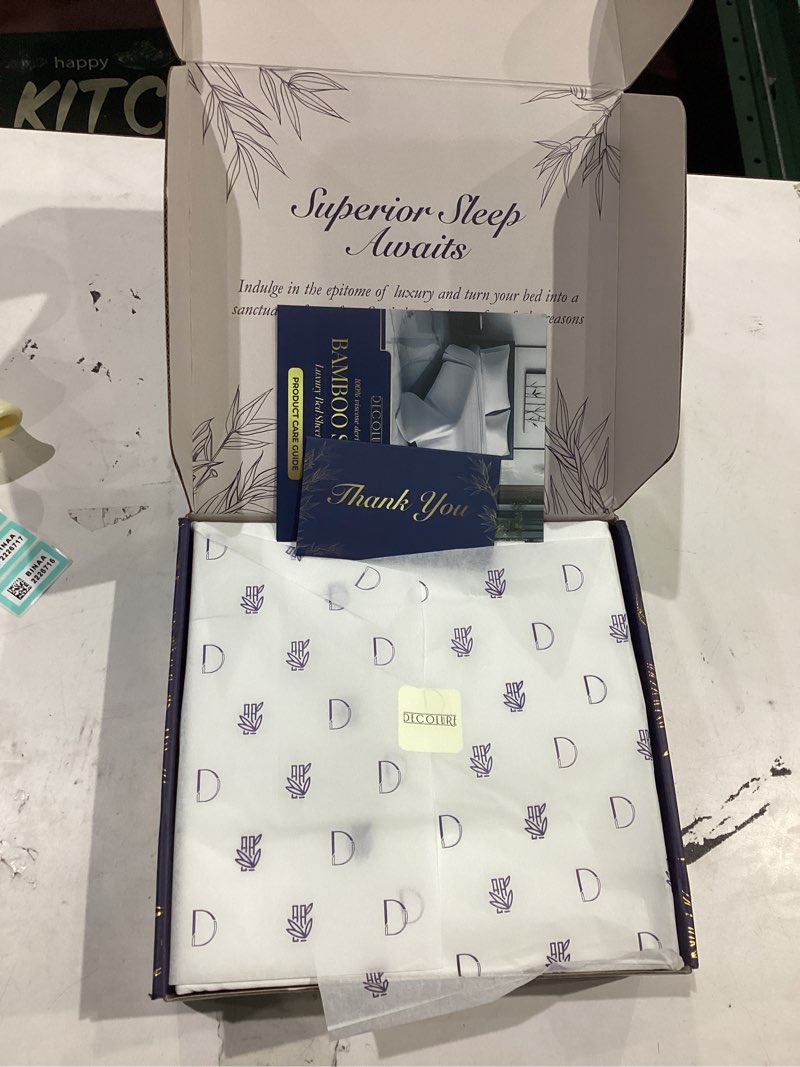 Condition photo showing Good Condition for DECOLURE 100% Viscose Derived from Bamboo Sheets Queen Size - Luxury 4 Pc Naturally Cooling Sheets, Ultra Soft Bed Set - Deep 17" Pockets, Durable Double Stitching, Oeko Tex Standard (White) White Queen