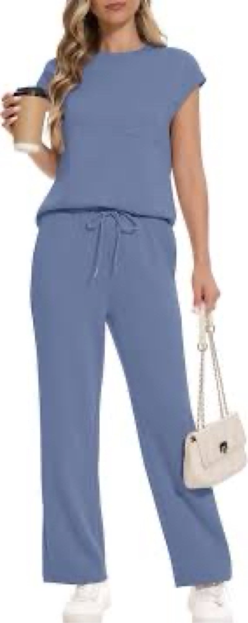 RUBZOOF Two Piece Outfits for Women 2025 Fashion Lounge Sets Wide Leg Pants 2 Piece Summer Outfits S