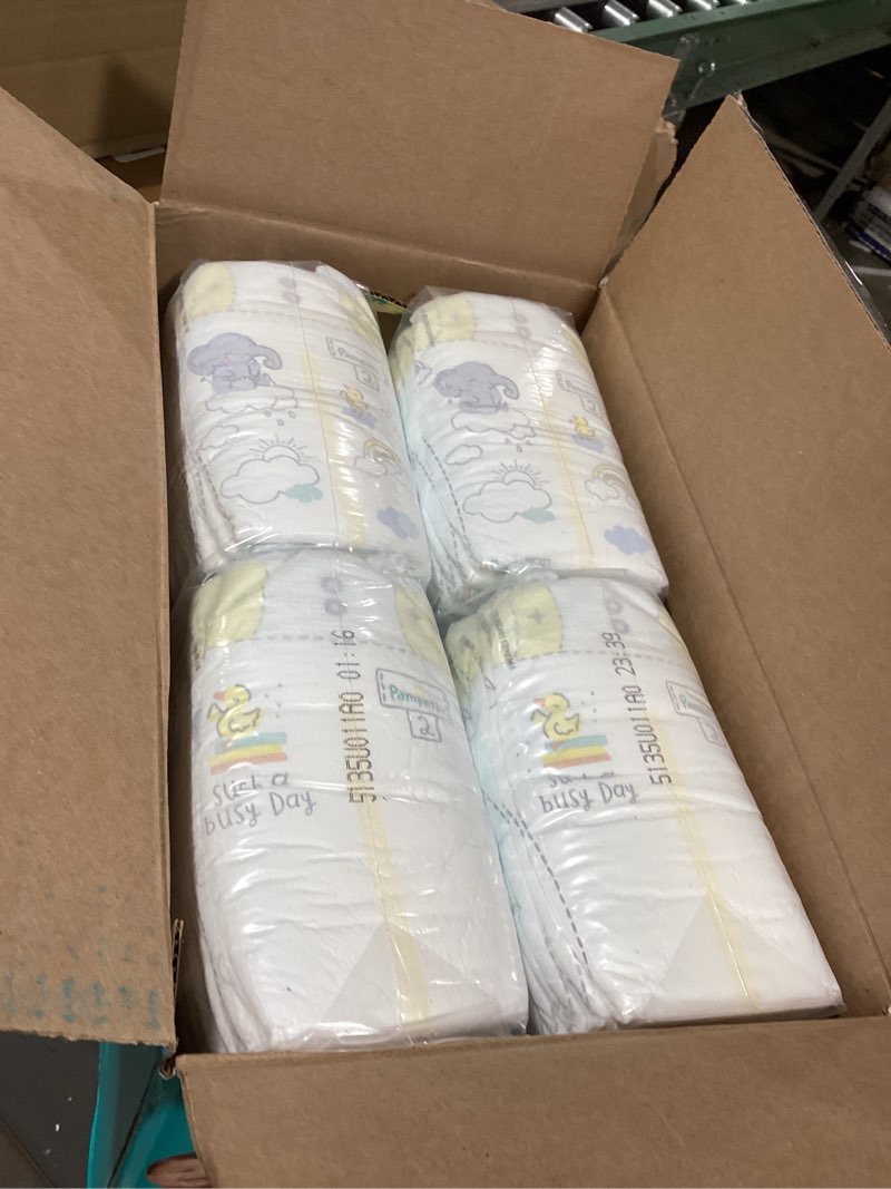 Condition photo showing New/Like New for pampers swaddlers diapers, size 2 (10-22 lbs), 84 count, absorbent, keeps baby dry and comfortable, skin safe disposable baby diaper (packaging may vary) size 2 84