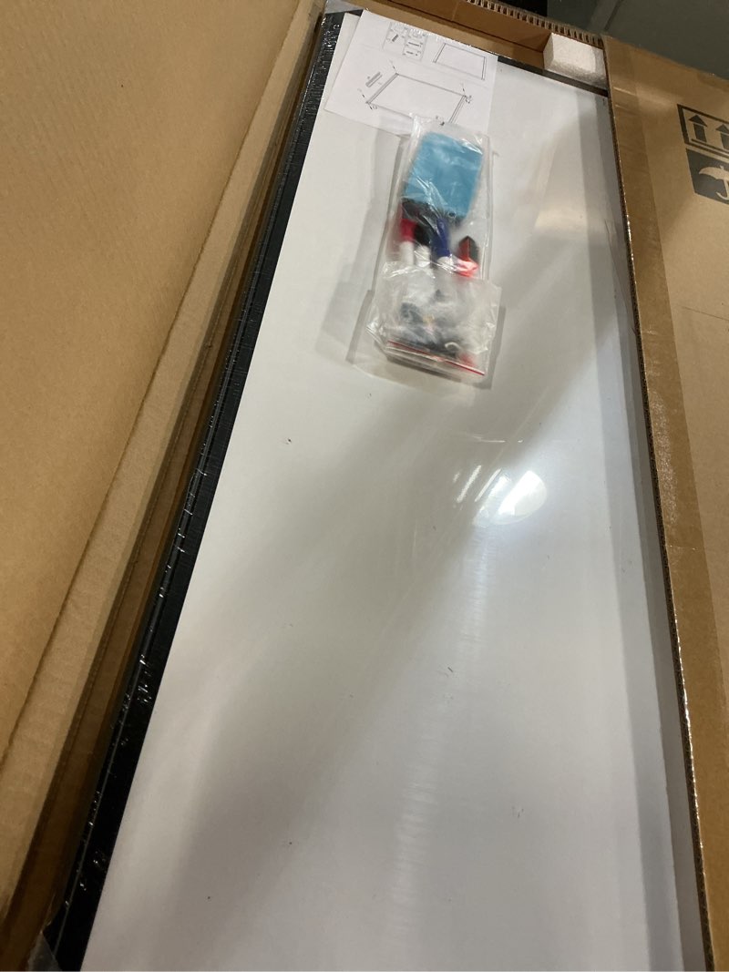 Condition photo showing Good Condition for Dry Erase Calendar Board for Wall, 24"x18" Magnetic Whiteboard Calendar Double-Sided Monthly White Board with Cork Board, Black Aluminum Frame Memo Message Board for Office, Home, School Black+monthly Calendar 24"W x 18"H