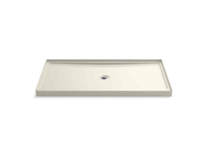 kohler 8644-96 rely single-threshold shower base with center drain, 36" x 34", biscuit