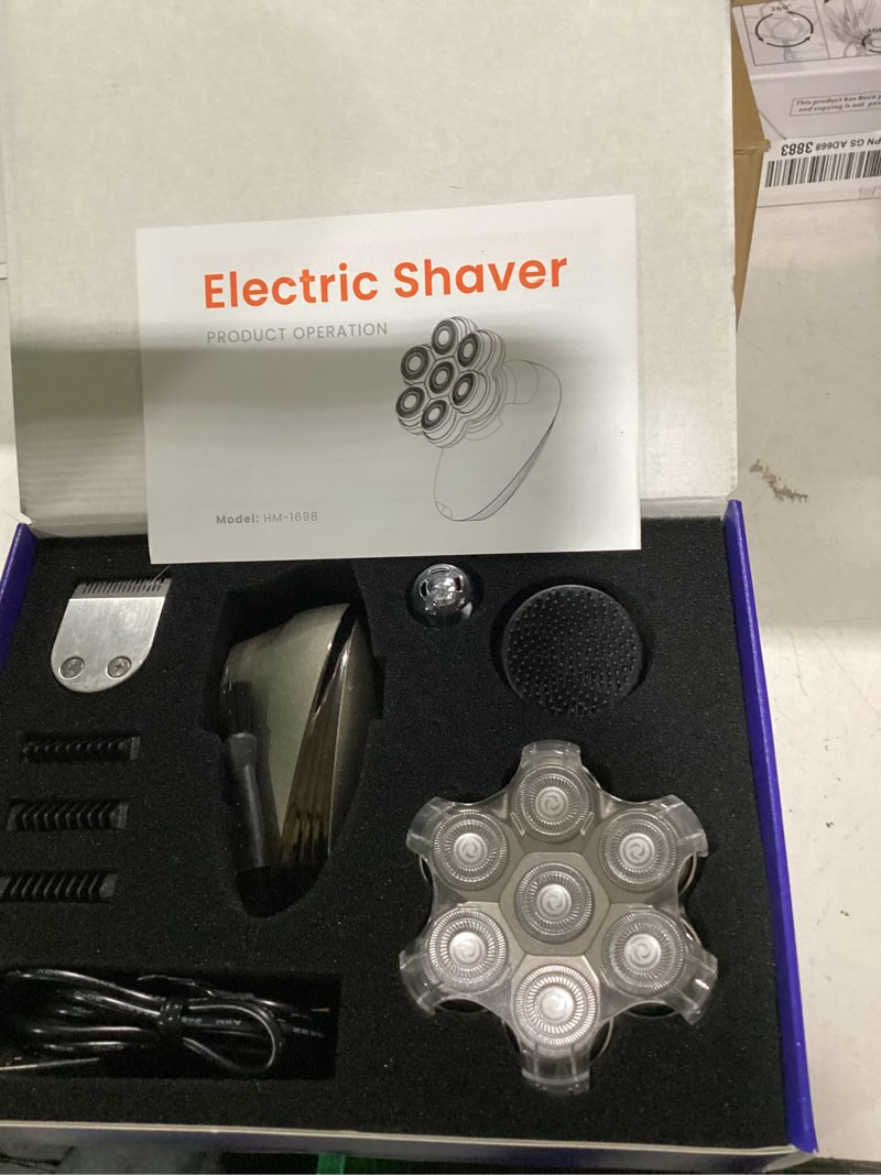 Condition photo showing As Is for head shavers for bald men – electric razor for men, 7d magnetic electric shavers for men, ipx7 waterproof 5-in-1 shavers for men grooming kit (gray) light gray