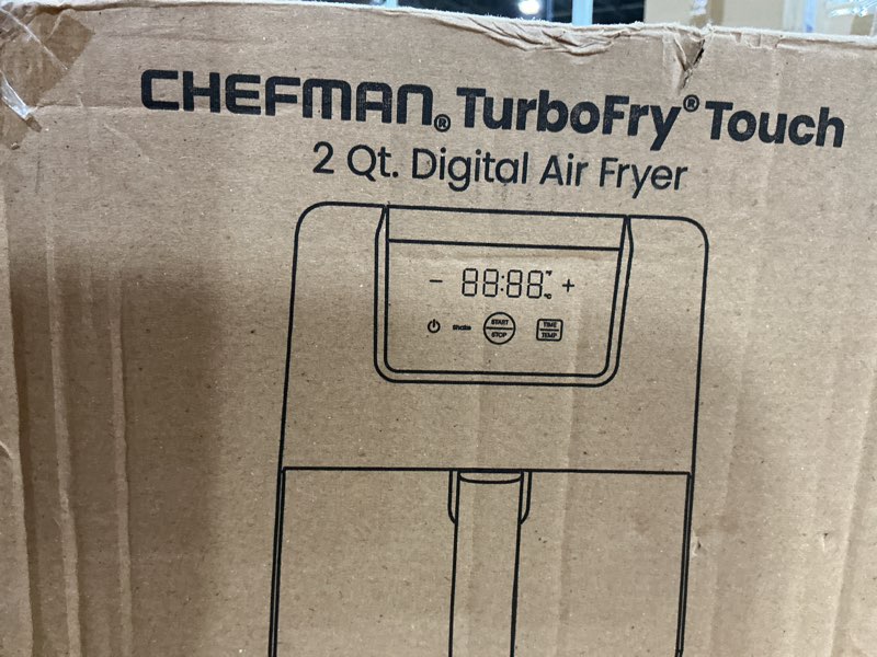 Condition photo showing New/Like New for chefman air fryer – 4-in-1 slim 3.5 qt airfryer, air fry, bake, dehydrate, frozen, 450°f max temp for extra crispy results in minutes, nonstick ceramic coating, dishwasher-safe accessories - black 3.5 quart matte black