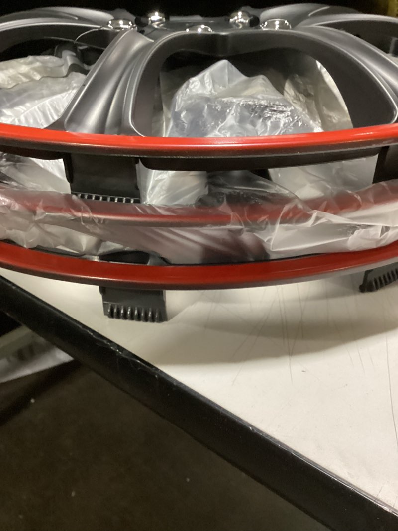 Condition photo showing As Is for Set of 4 Hubcaps Wheel Cover JDM Black Red Universal, Fits Steel Wheels, Tapas para Rines, (16”, 15”