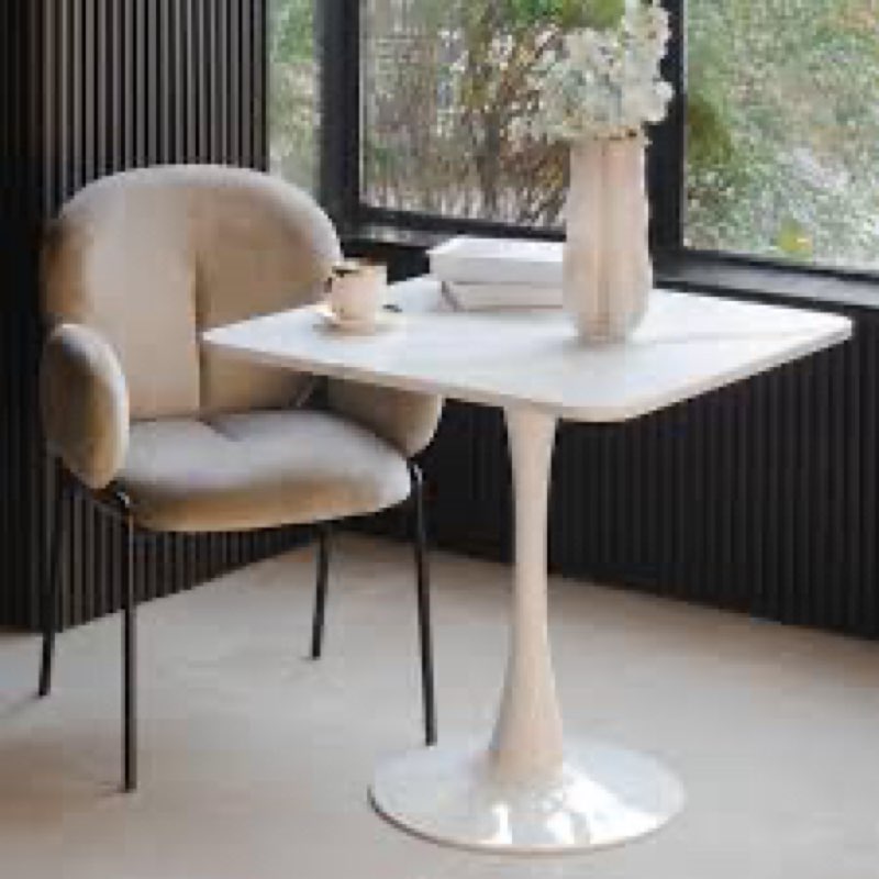 Square Modern Dinning Table 30 inches for 2-4 Bistro Tulip Table with Faux Marble top,Easy Assemble,no Wobble,Stable Sturdy Metal Frame Diameter 30in*H28.74in (White , 30in) White  30in