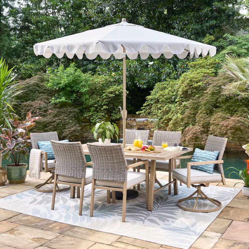 allen + roth winslow 7-piece patio dining set with gray cushions